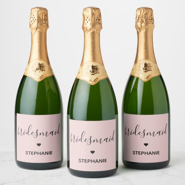 Personalized Minimalist Bridesmaid Custom name Sparkling Wine Label (Bottles)