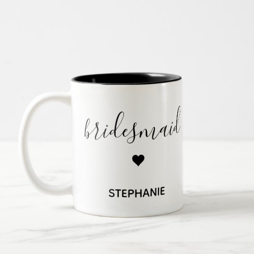 Personalized Minimalist Bridesmaid Custom Name Two_Tone Coffee Mug