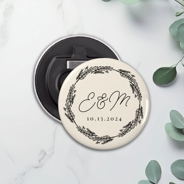 Personalized Minimalist Button Wedding Favor Bottle Opener (Creator Uploaded)