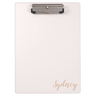 Personalized Minimalist Calligraphy Name Blush Tan Clipboard
