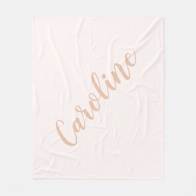 Personalized Minimalist Calligraphy Name Blush Tan Fleece Blanket (Front)