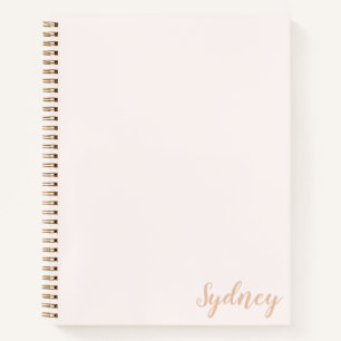 Personalized Minimalist Calligraphy Name Blush Tan Notebook