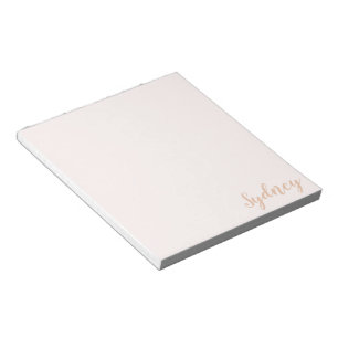 Personalized Minimalist Calligraphy Name Blush Tan Notepad