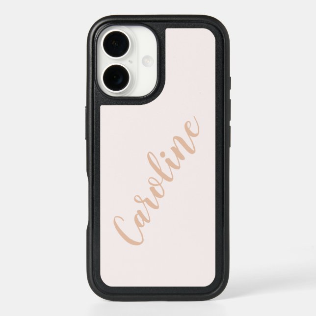 Personalized Minimalist Calligraphy Name Blush Tan Otterbox iPhone Case (Back)