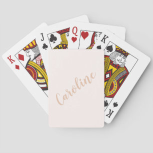 Personalized Minimalist Calligraphy Name Blush Tan Poker Cards