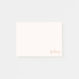 Personalized Minimalist Calligraphy Name Blush Tan Post-it Notes