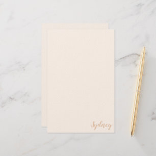 Personalized Minimalist Calligraphy Name Blush Tan Stationery