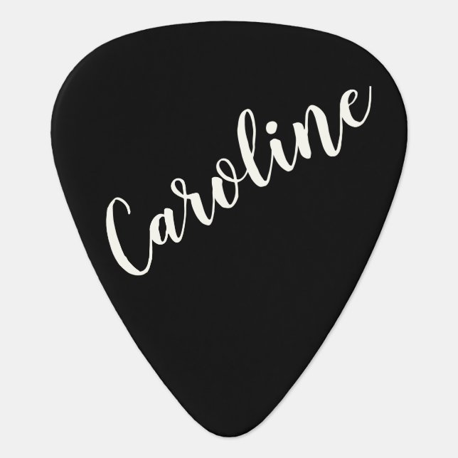 Personalized Minimalist Calligraphy Name in Black Guitar Pick (Front)