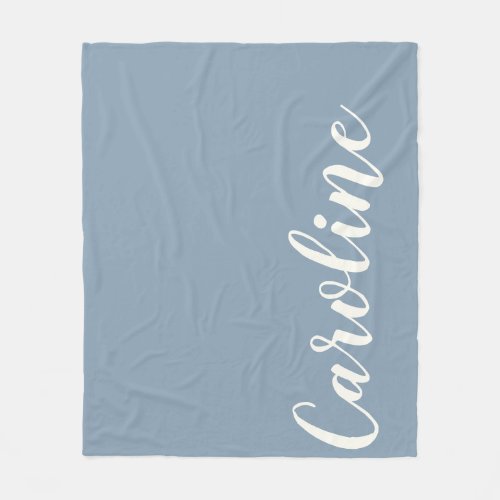 Personalized Minimalist Calligraphy Name in Blue Fleece Blanket