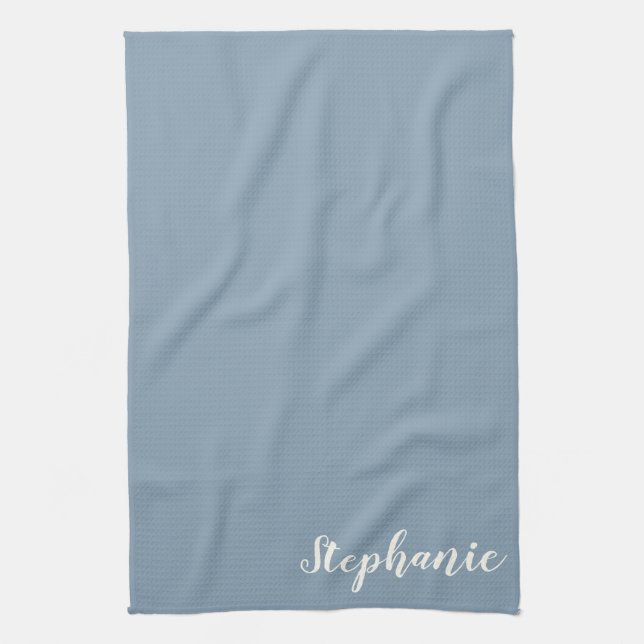 Personalized Minimalist Calligraphy Name in Blue   Kitchen Towel (Vertical)