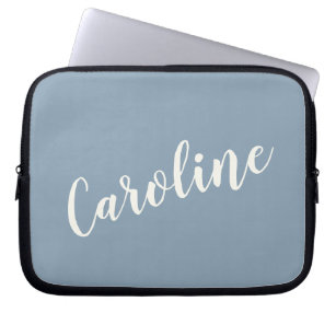 Personalized Minimalist Calligraphy Name in Blue   Laptop Sleeve