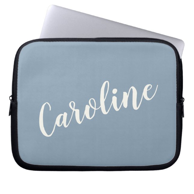 Personalized Minimalist Calligraphy Name in Blue   Laptop Sleeve (Front)