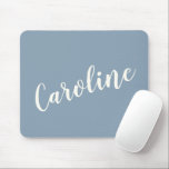 Personalized Minimalist Calligraphy Name in Blue   Mouse Pad<br><div class="desc">Personalized Minimalist Calligraphy Name in Blue Mouse Pad</div>