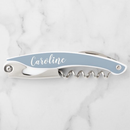 Personalized Minimalist Calligraphy Name in Blue  Waiters Corkscrew