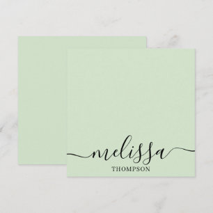 Personalized Minimalist Calligraphy Script Green Note Card