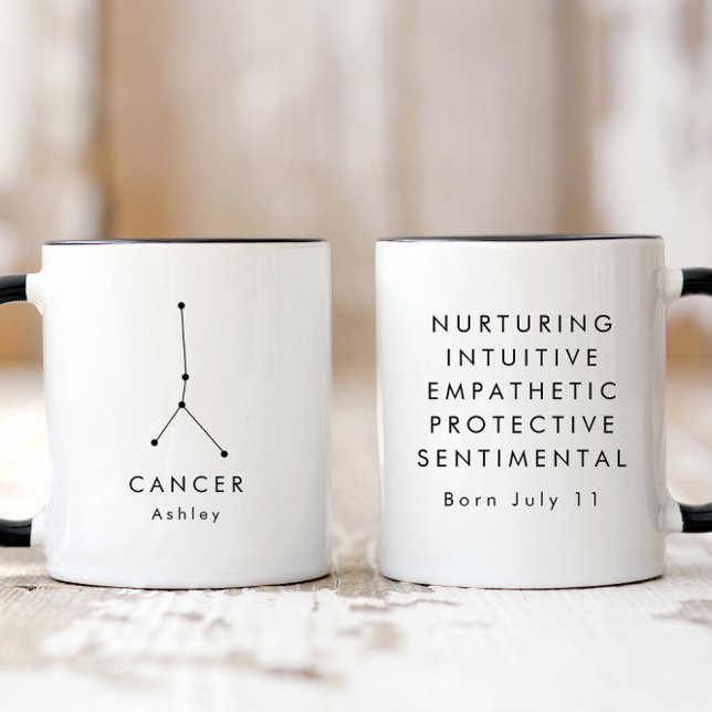 Personalized Minimalist Cancer Zodiac Sign Mug (Creator Uploaded)