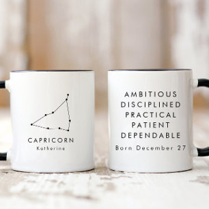 Personalized Minimalist Capricorn Zodiac Sign Mug