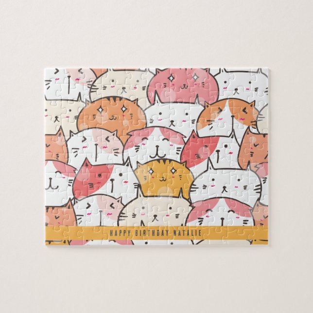 Personalized Minimalist Cat Orange Puzzle  8"x10"  (Horizontal)