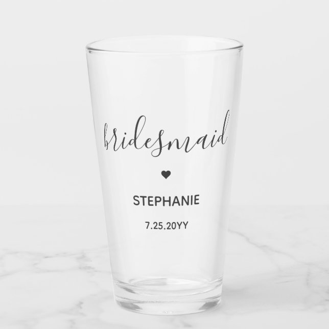 Personalized Minimalist Chic bridesmaid Gifts Glass (Front)