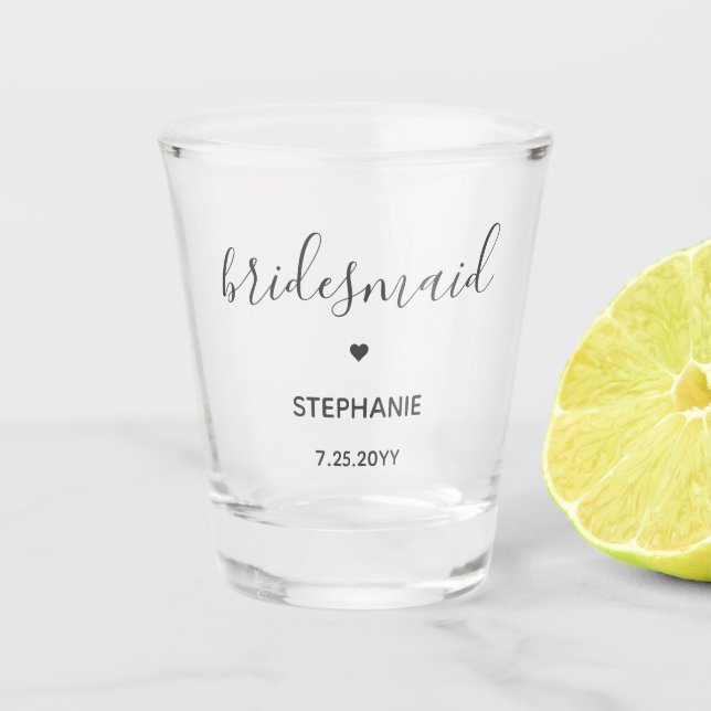 Personalized Minimalist Chic bridesmaid Gifts Shot Glass (Front)