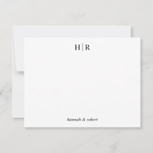 Personalized Minimalist Classic Two Monogram Note Card