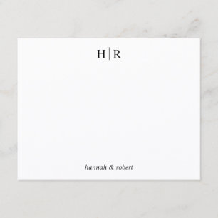 Personalized Minimalist Classic Two Monogram Note Card