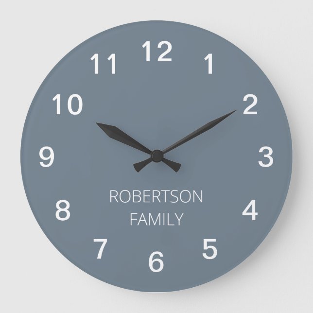 Personalized Minimalist Cool Gray Wall Clock (Front)