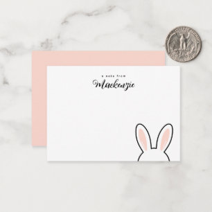 Personalized  Minimalist Cute Bunny Ears Easter Note Card