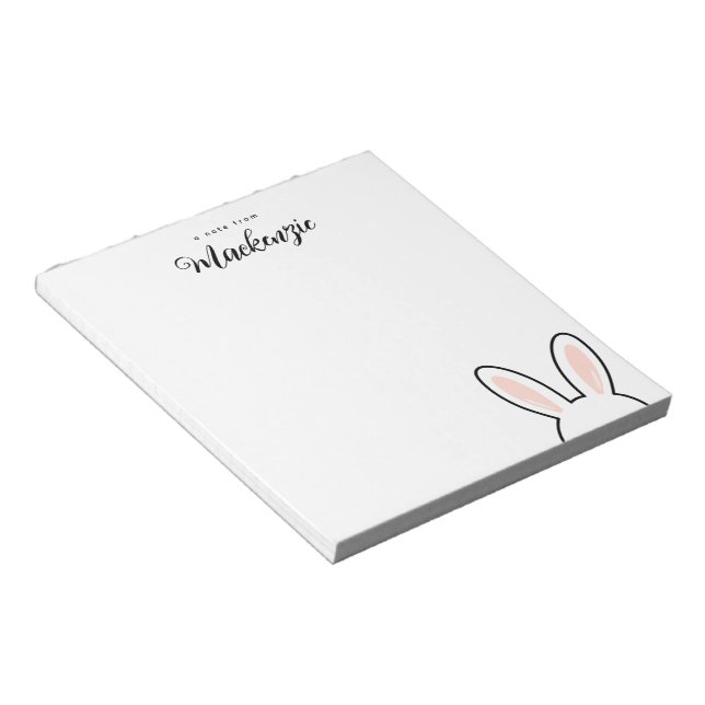 Personalized  Minimalist Cute Bunny Ears Easter Notepad (Angled)