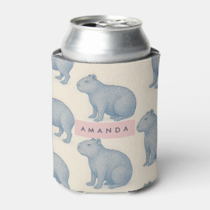 Personalized Minimalist Cute Capybara Pattern Can Cooler