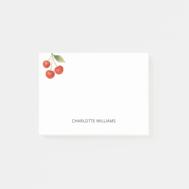 Personalized Minimalist Cute Cherry Fruit  Post-it Notes (Front)