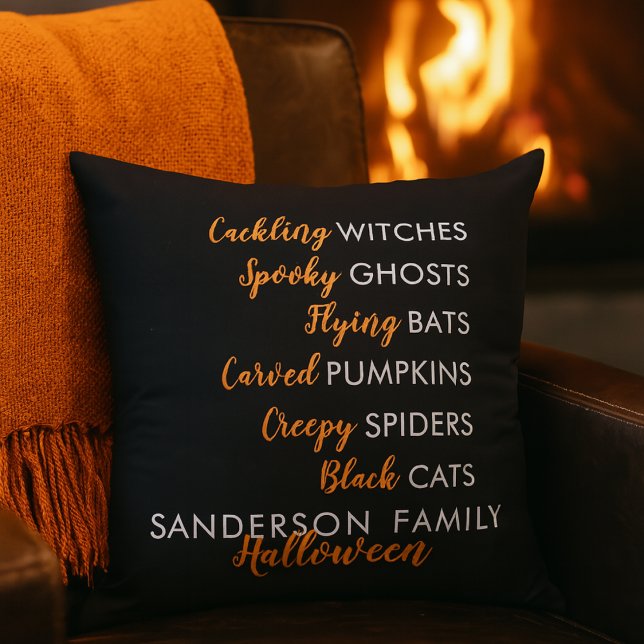Personalized Minimalist Cute Chic Halloween Season Throw Pillow (Creator Uploaded)