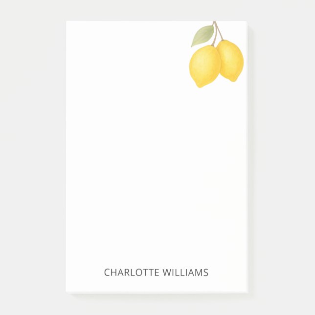 Personalized Minimalist Cute Lemon Teacher Post-it Notes (Front)