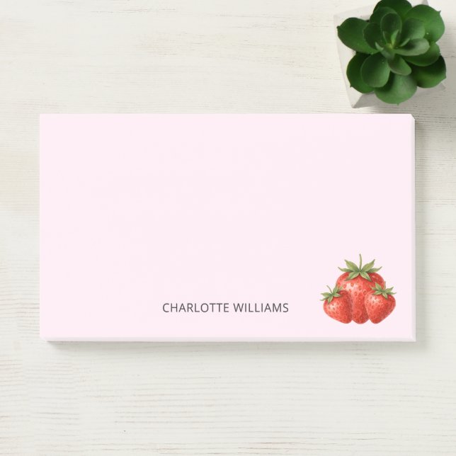 Personalized Minimalist Cute Strawberry Teacher Post-it Notes (Office)