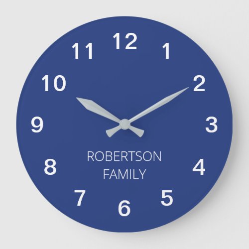Personalized Minimalist Dark Blue Wall Clock