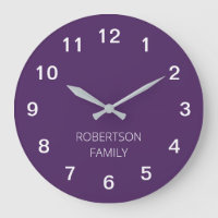 Personalized Minimalist Dark Purple Wall Clock