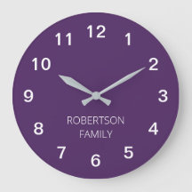 Personalized Minimalist Dark Purple Wall Clock