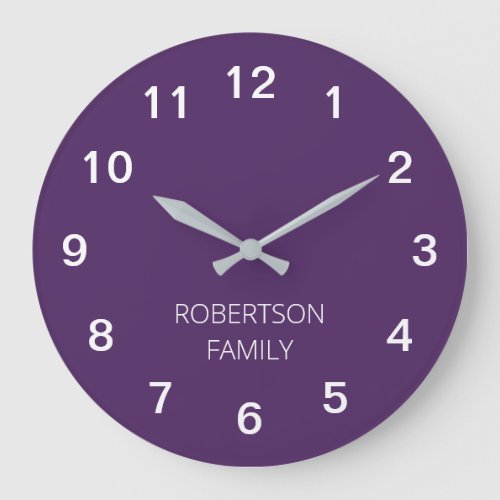 Personalized Minimalist Dark Purple Wall Clock