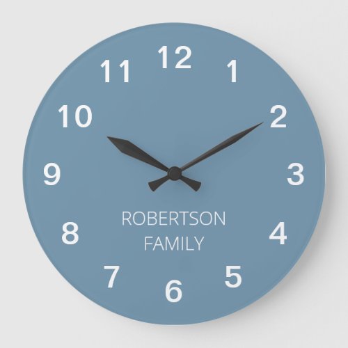 Personalized Minimalist Dusty Blue Wall Clock