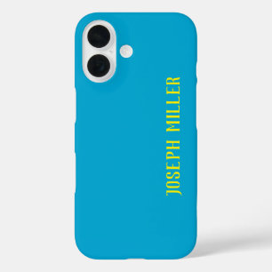 Personalized Minimalist, Elegant Blue and Yellow iPhone 16 Case