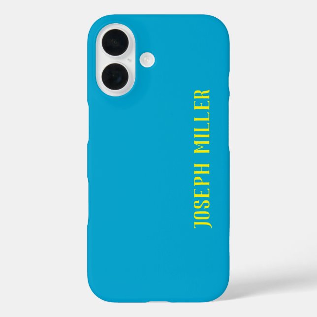 Personalized Minimalist, Elegant Blue and Yellow Case-Mate iPhone Case (Back)