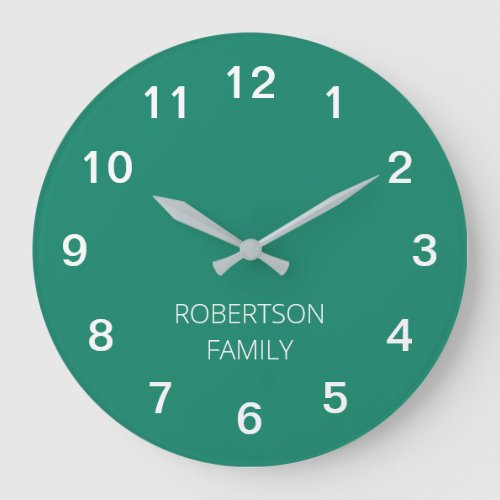 Personalized Minimalist Emerald Green Wall Clock