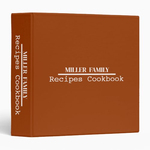 Personalized Minimalist Family Recipe Cookbook  3 Ring Binder