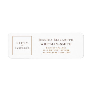 Personalized Minimalist Fifty & Fabulous Birthday Label