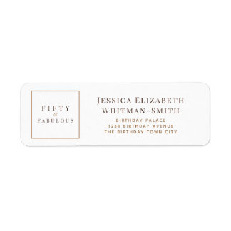 Personalized Minimalist Fifty & Fabulous Birthday Label