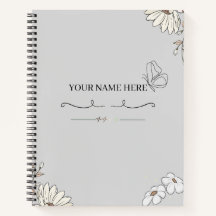Personalized Minimalist Floral Butterfly Notebook