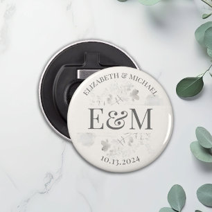 Personalized Minimalist Floral Wedding Favor Bottle Opener