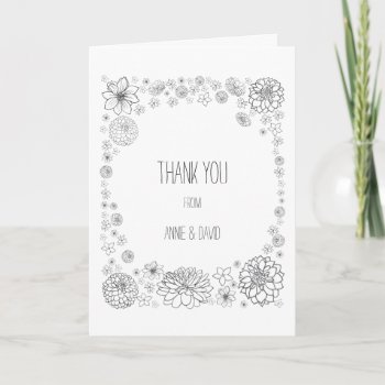 Personalized Minimalist Floral Wedding Thank You Card by TheSillyHippy at Zazzle