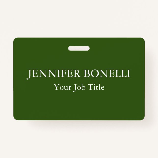 Personalized minimalist forest green customized badge (Front)