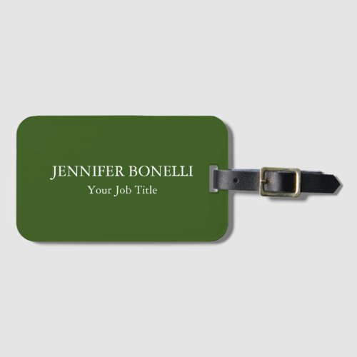 Personalized minimalist forest green customized luggage tag